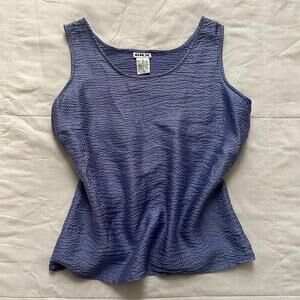 Vintage textured periwinkle lavender blue silk tank top Size small